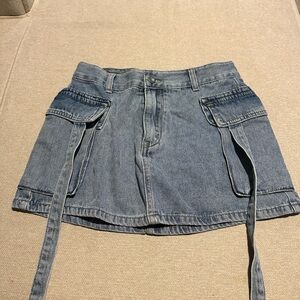 Denim Mini Skirt with Side Pockets